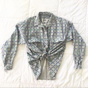 80s VTG Oversized Button Tie-Front Workshirt